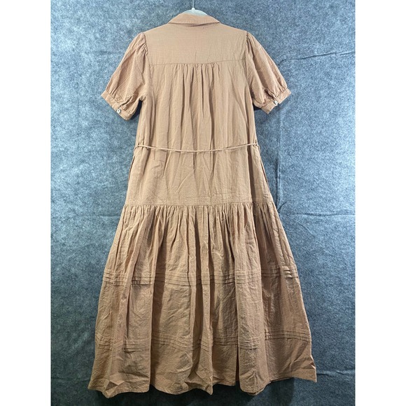 Cleobella Maxi Dress Small Tan Button-Up Short Sleeve Shirtdress Revolve - Picture 4 of 15